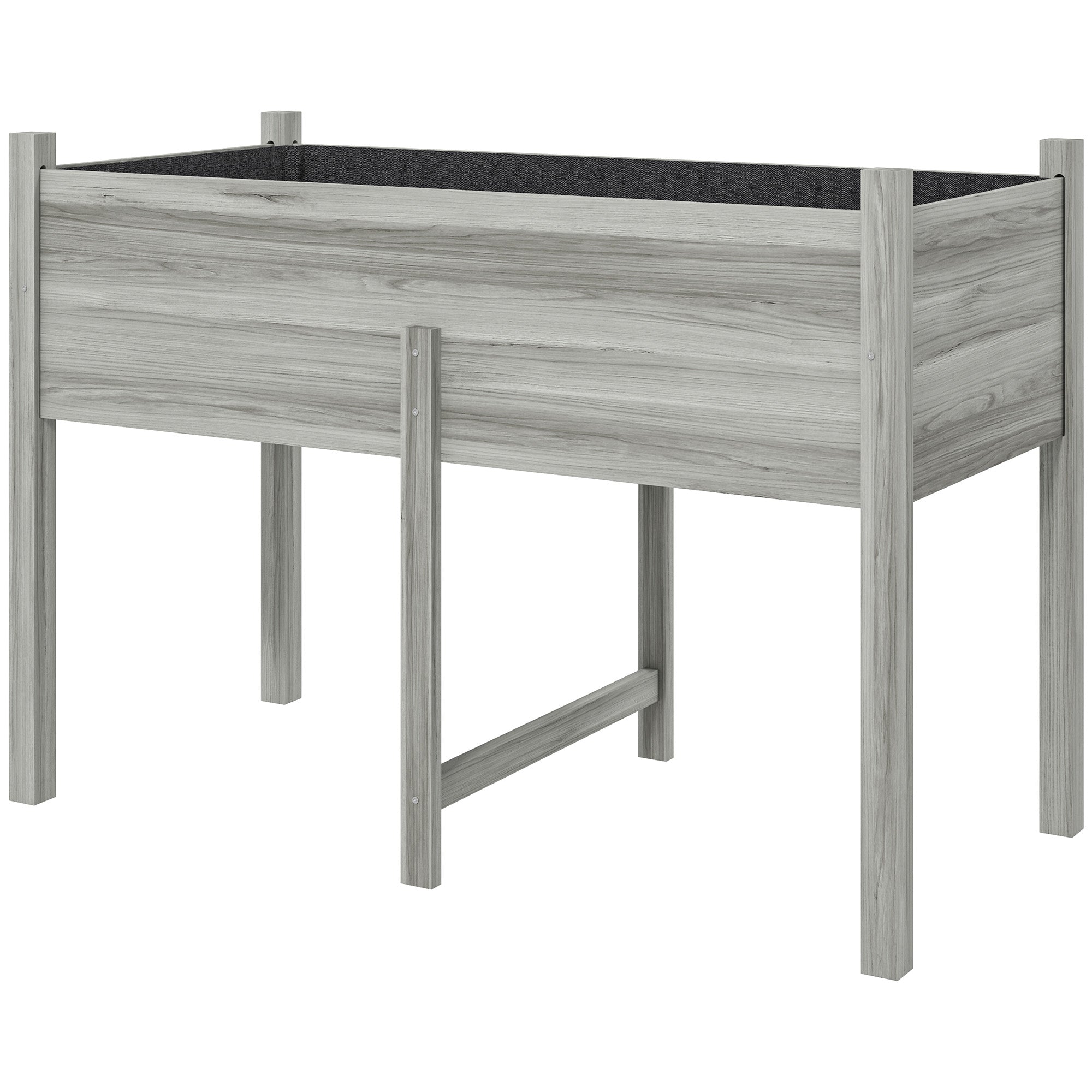 Wooden Raised Planter Box with Drain Holes for Vegetables, Flowers, Outdoor Garden Bed, 45.3x21.7x31.5inch, Grey