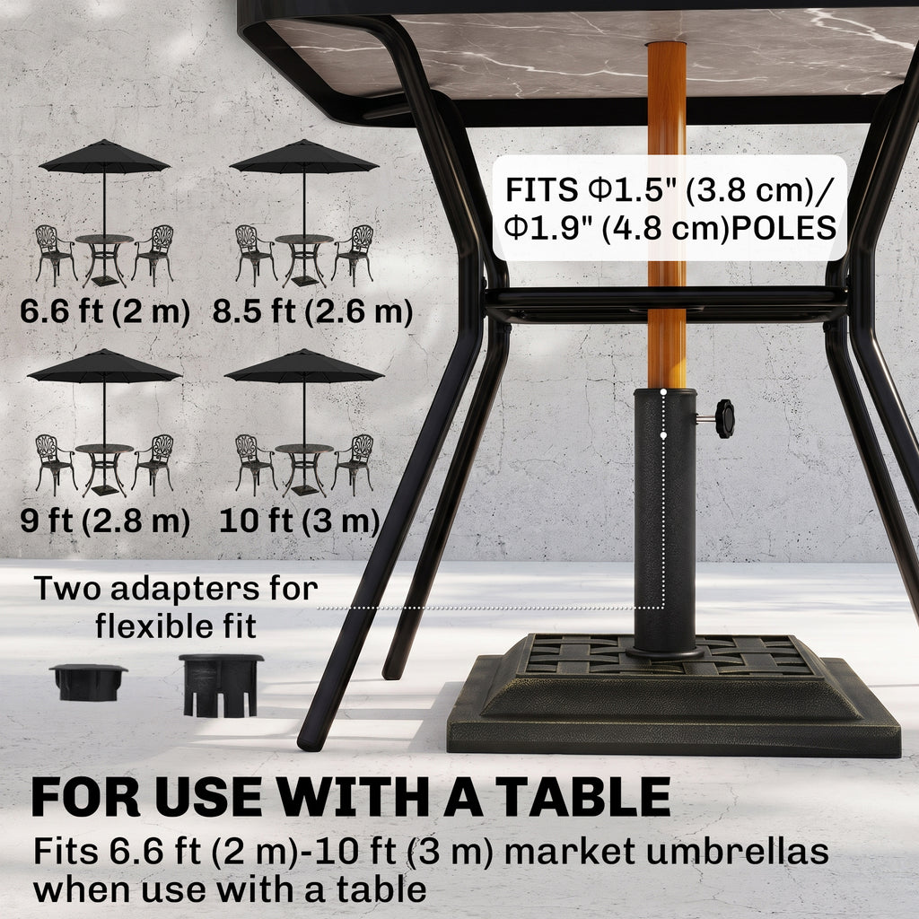 20 lbs Square Resin Patio Umbrella Stand Base Coated Pole Market Umbrella Parasol Holder Bronze