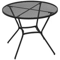 35" Round Patio Dining Table Steel Outside Table with Mesh Tabletop for Garden Backyard Poolside, Black
