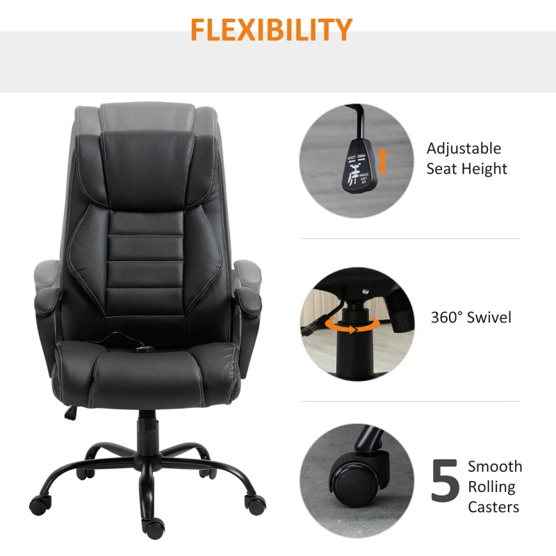 Vinsetto ergonomic massage office chair with adjustable height and swivel seat