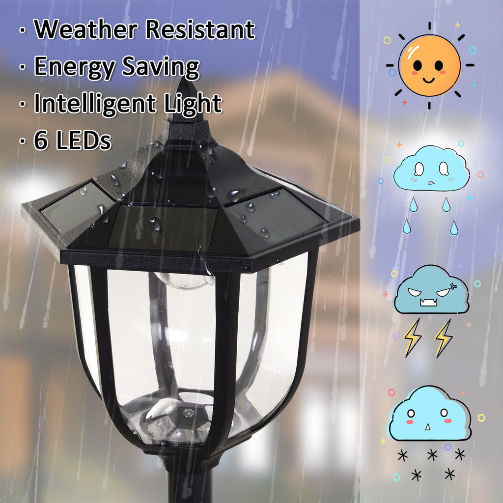 Solar Torch Lights Outdoor Garden Lighting 6 LED Water-Resist Auto On/Off 6 Hours