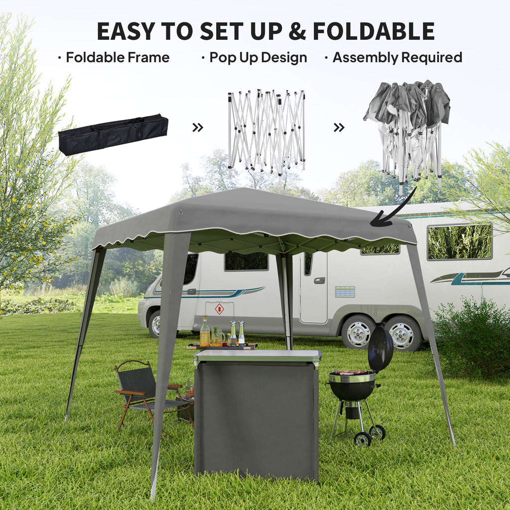 8' x 8' Pop Up Canopy, Outdoor Foldable Tent, Portable Canopy Tent with Carrying Bag for Camping, Party, Picnic, Grey