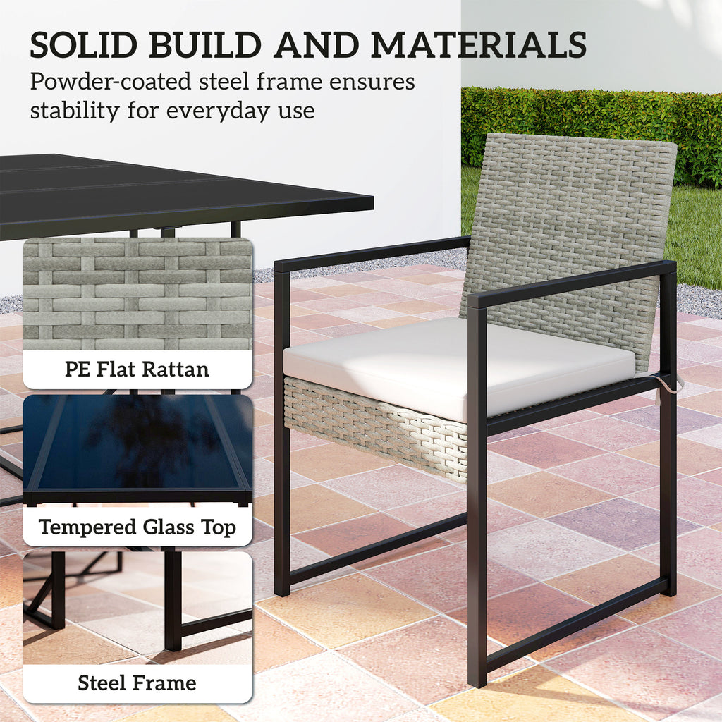 11 Pieces Wicker Patio Dining Set, Rattan Outdoor Furniture Set with 6 Armchairs, 4 Stools, Light Grey