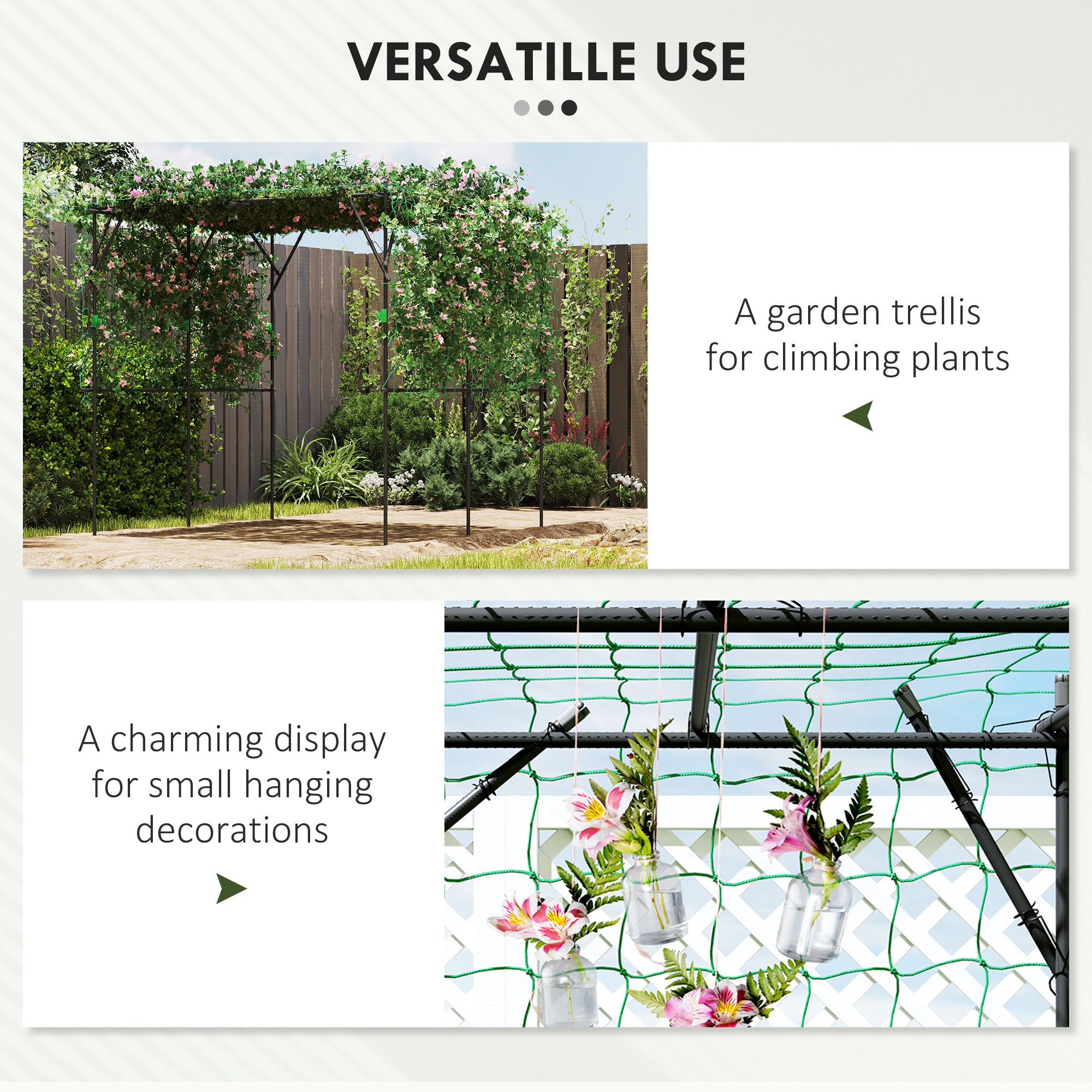 Garden Arch Cucumber Trellis for Climbing Plants, 7.3 FT Tall Metal Plant Trellis Support with Climbing Net, Black