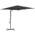 8FT Cantilever Patio Umbrella, Offset Patio Umbrella with Cross Base for Deck, Backyard, Pool and Garden, Hanging Umbrellas, Switch with a Wrench, Dark Gray
