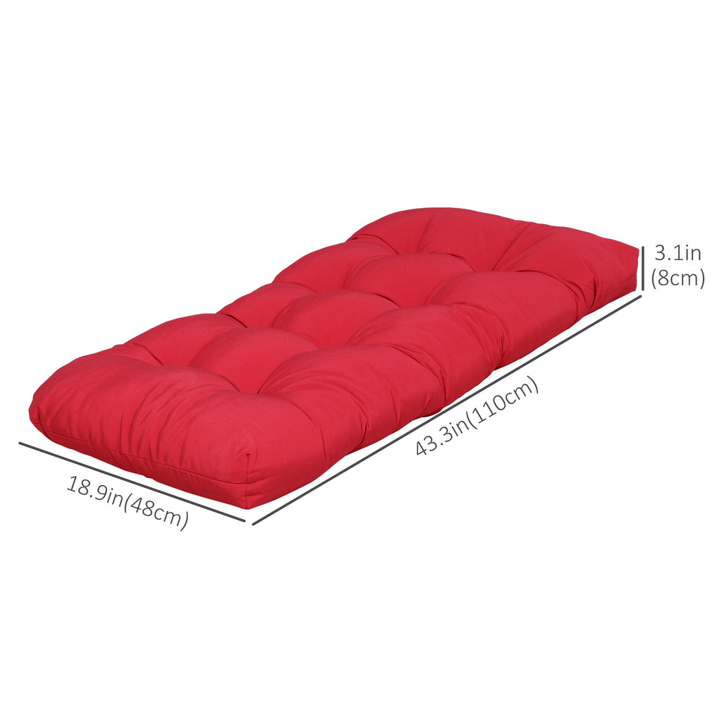 Set of 2 Patio Bench Replacement Cushions, 2 Seater Outdoor Loveseat Cushion Seat Pad, 43" x 19" x 3", Wine Red