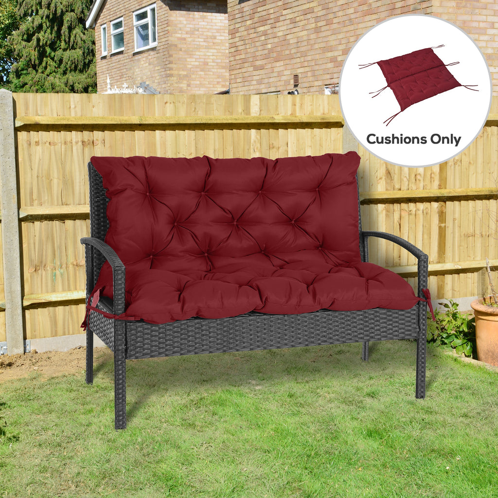 Porch Swing Cushion Garden Bench Cushion with Backrest, Non-Slip 2-seater Soft Pad, Swing Chair Mat Replacement for Indoor and Outdoor, 39.4" x 38.6", Wine Red
