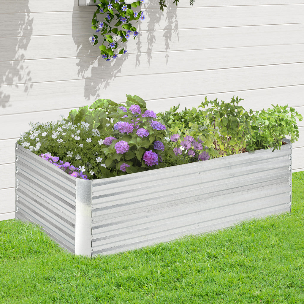 Galvanized Raised Garden Bed, Steel Outdoor Planters with Reinforced Rods, 71'' x 35'' x 23'', Silver