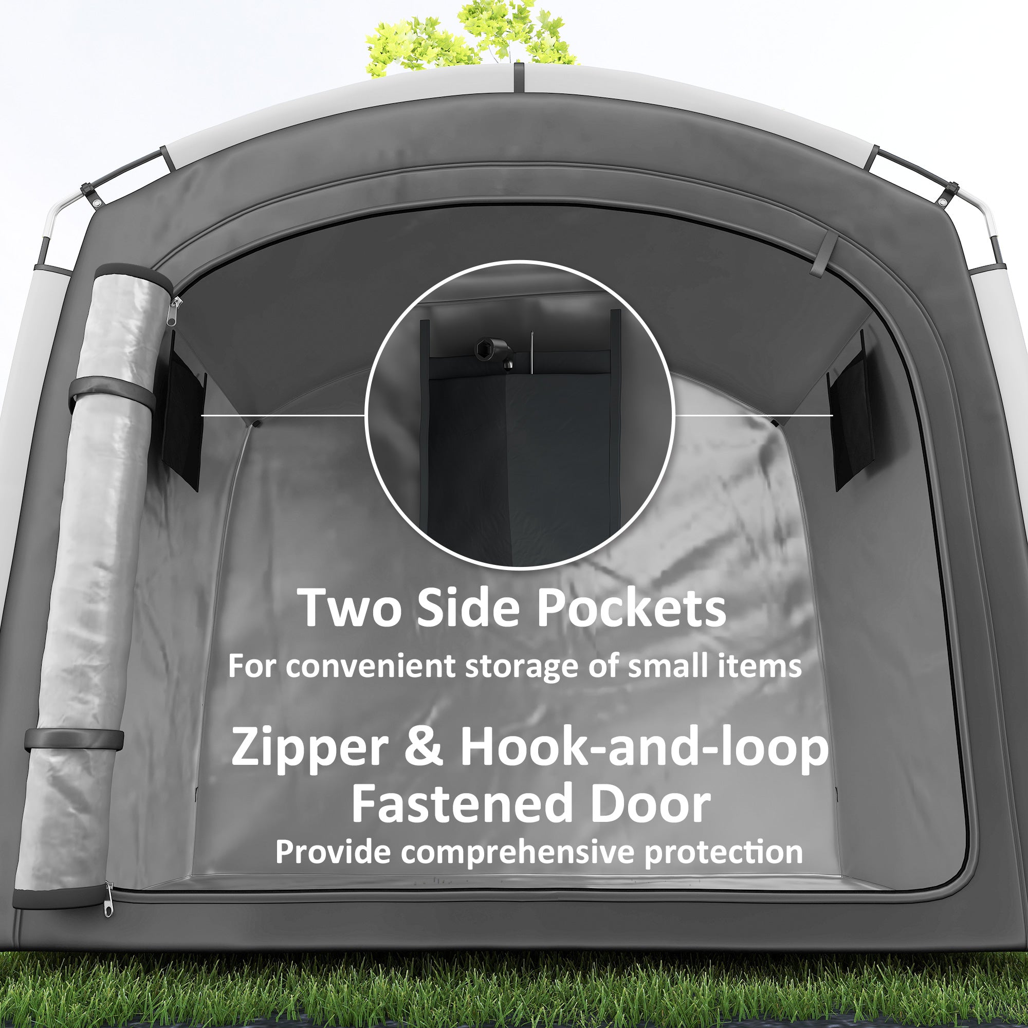 Bike Storage Shed Tent, Portable and Waterproof with 210D Oxford Fabric and Carry Bag for 3-4 Bicycles, Dark Grey