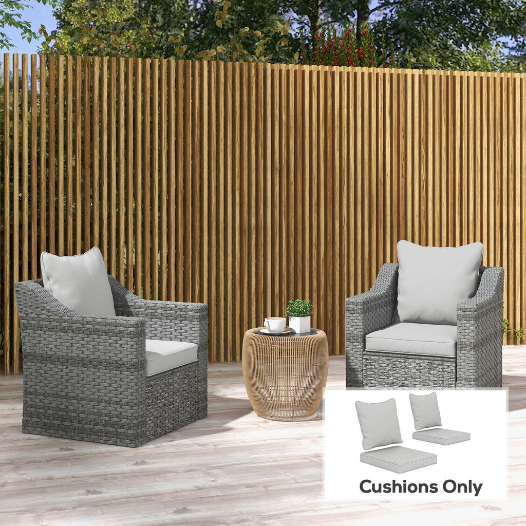 Seat Cushion Back Pillows Replacement Set of 2, Patio Chair Cushions Set for Indoor Outdoor, Light Grey