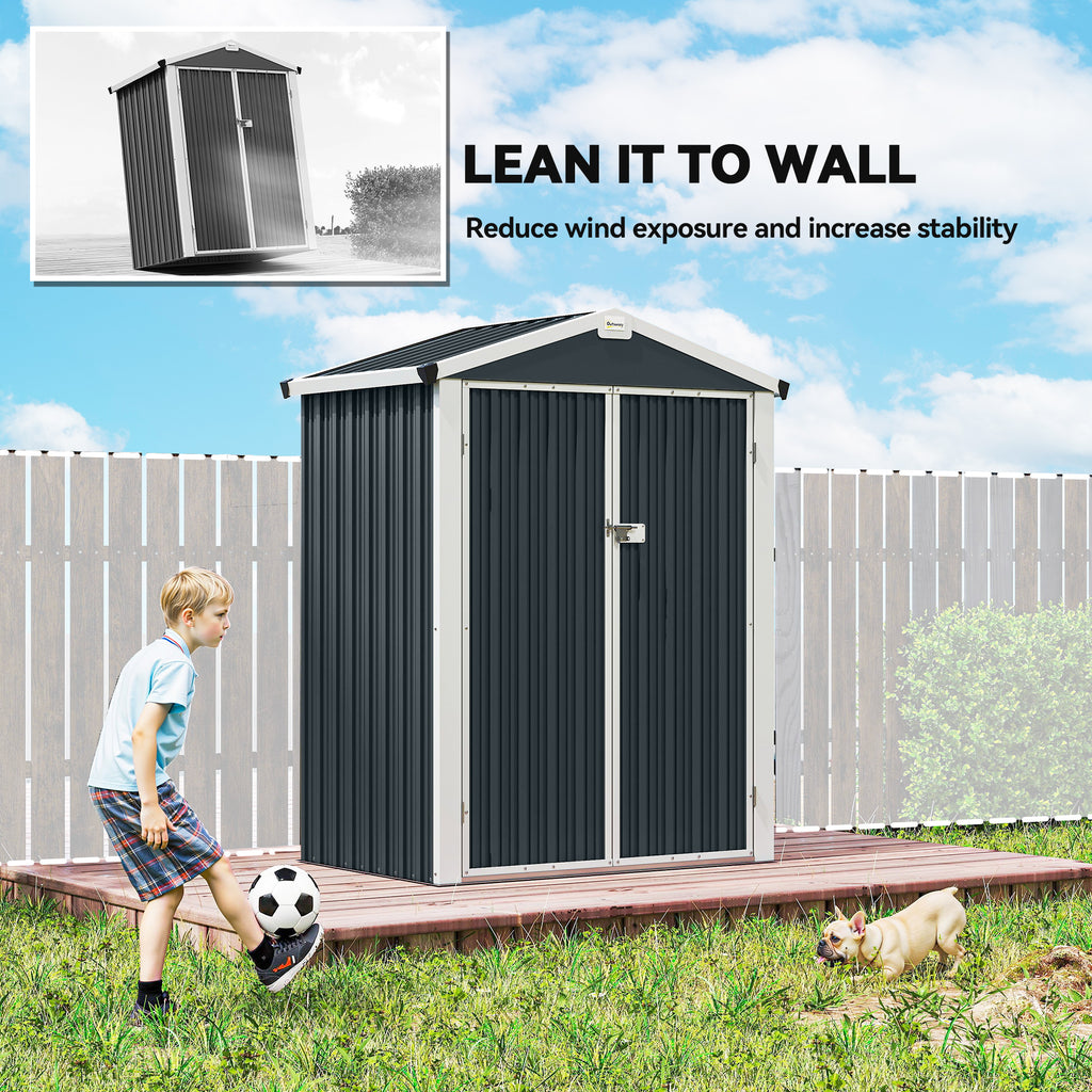 4.4' x 3' Outdoor Storage Shed with Double Doors, Metal Garden Shed for Backyard Patio