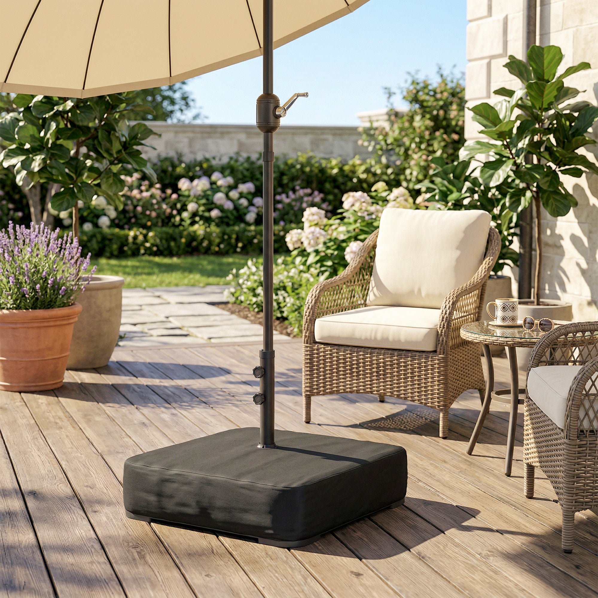 Garden Parasol Base 176 lbs Sand Filled Heavy Duty Stand for Cantilever Umbrellas and 1.89" Poles Black
