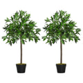 3FT Artificial Laurel Tree Set of 2, Lifelike Fake Plant with 564 Leaves, Potted Fake Plant for Home Office Decor, Green