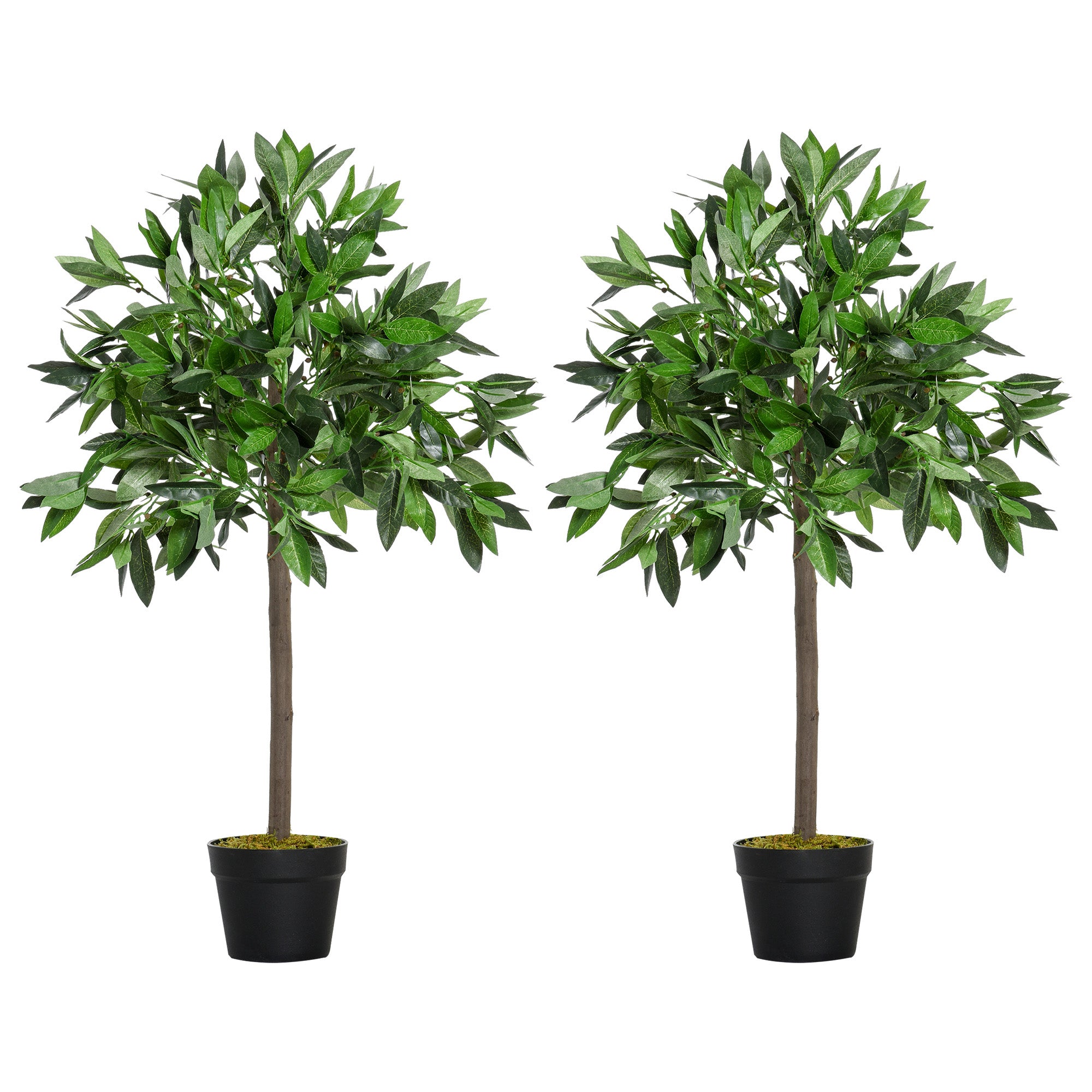 3FT Artificial Laurel Tree Set of 2, Lifelike Fake Plant with 564 Leaves, Potted Fake Plant for Home Office Decor, Green