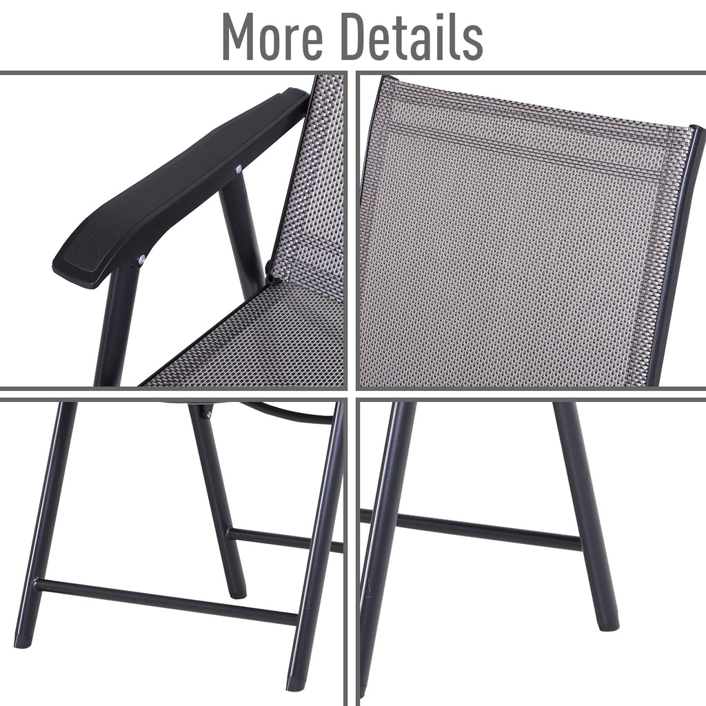2-Piece Folding Dining Chair Set for Relaxing on Patio, Balcony, or Garden, Comfortable Outdoor Furniture with Armrests, Grey