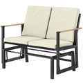 Outdoor Glider Bench for 2 Person, Patio Glider Loveseat with Thick Cushions for Garden Balcony Porch, Cream White