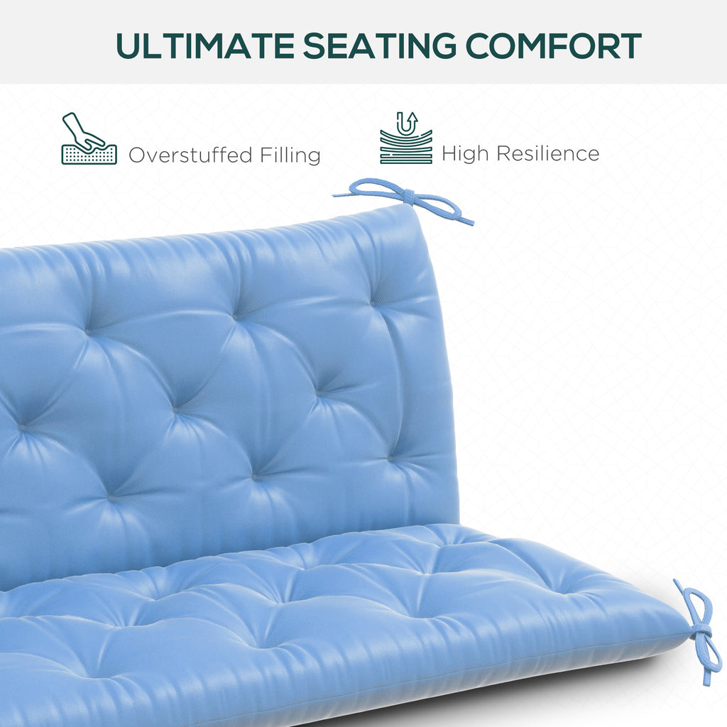 3-Seater Outdoor Bench Swing Chair Replacement Cushions for Patio Garden, Light Blue