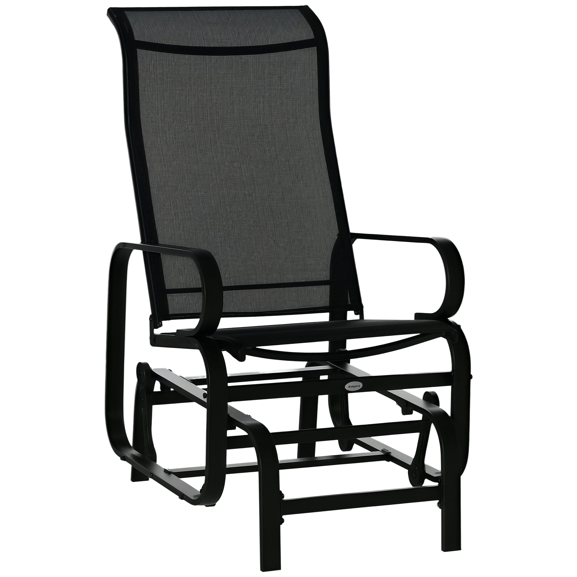 Patio Glider with Breathable Mesh Fabric, Outdoor Glider Chair, Garden Rocking Gliding Seat for Patio, Yard, Porch, Black