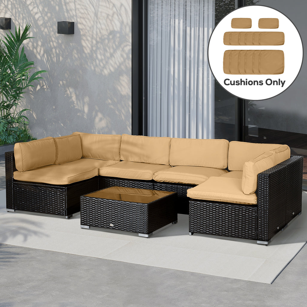 Outdoor 14pc Patio Rattan Sofa Set Cushion Polyester Cover Replacement Set - No Cushion Included Beige
