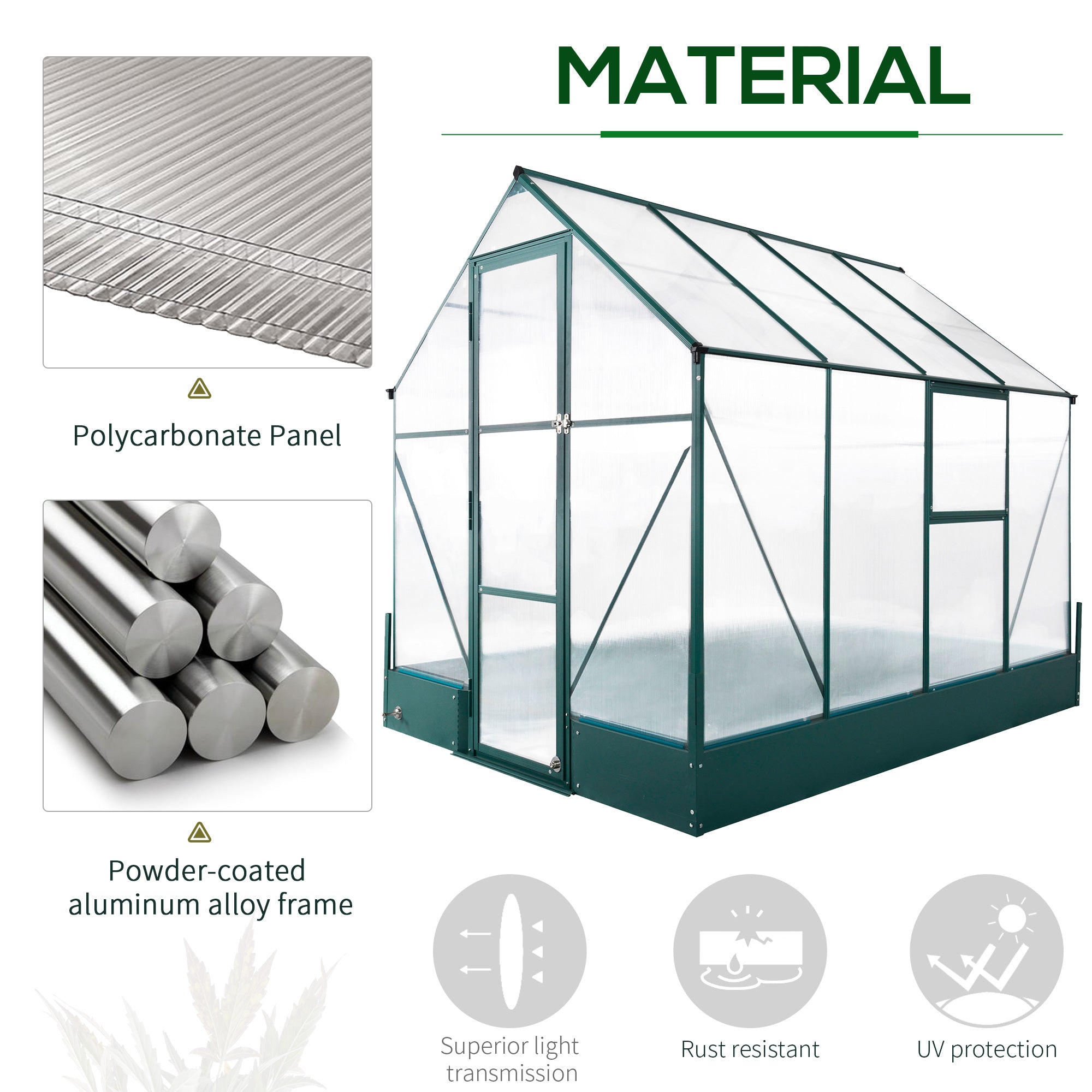 8.2' x 6.2' Greenhouse Aluminum Frame with Temperature Controlled Window