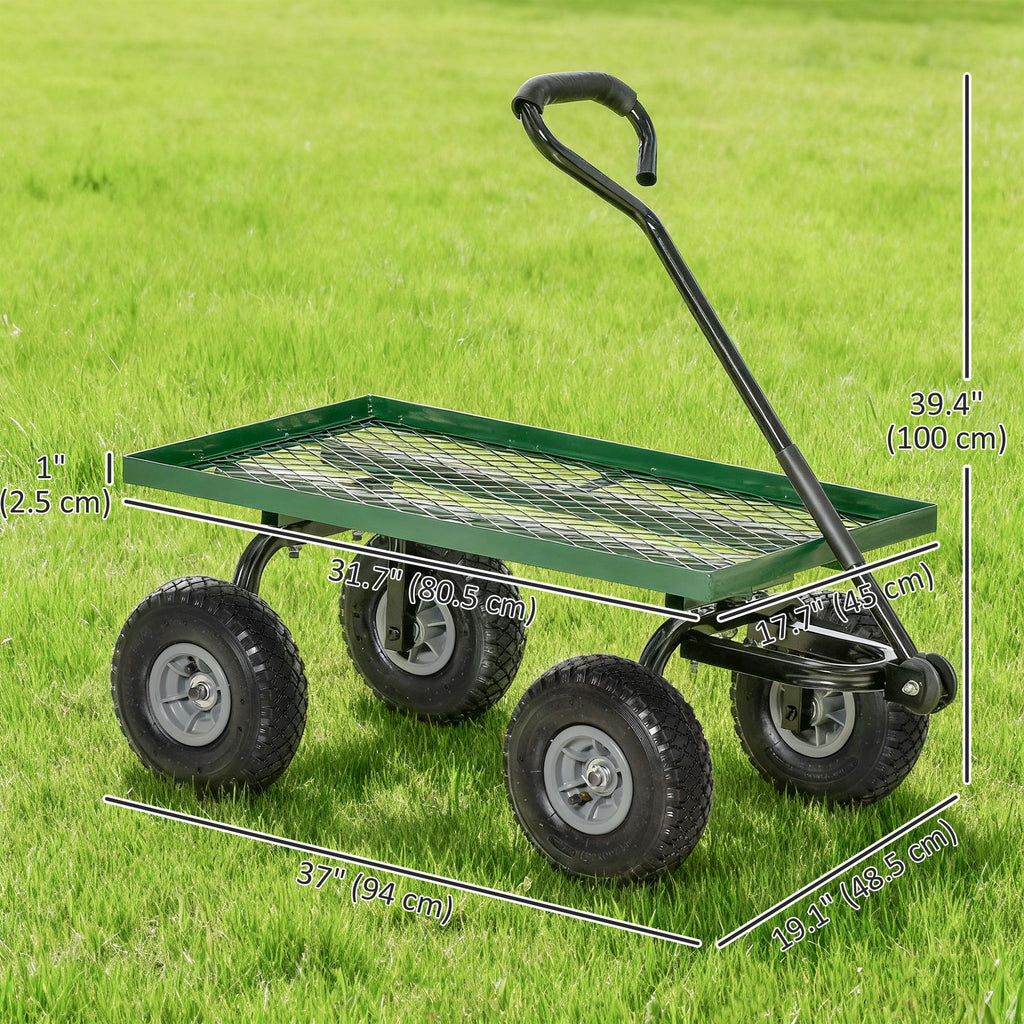 Heavy Duty Garden Wagon Cart with 10" Wheels, 330 lbs Capacity, for Garden, Beach, Lawn, Black