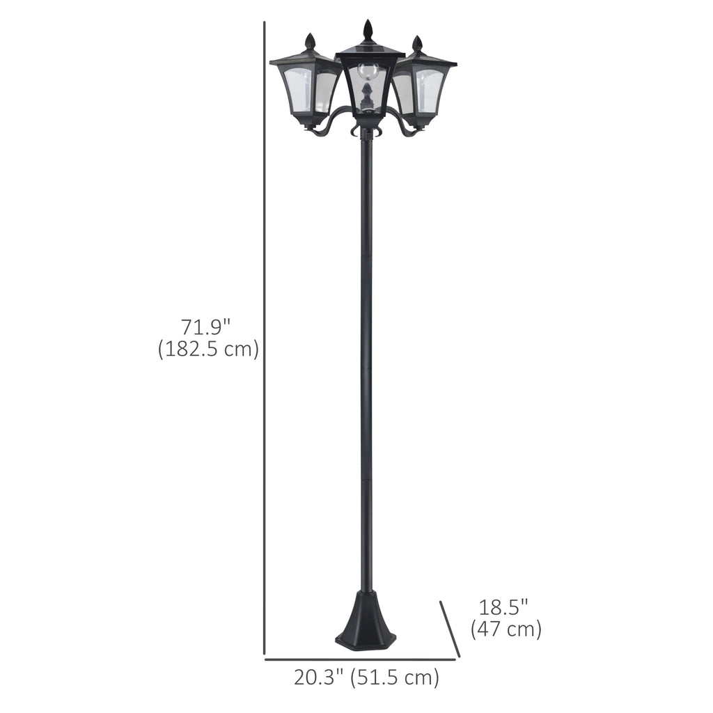 Outdoor Solar Lamp Post, Vintage Style, Dimmable, Waterproof, for Garden Lawn Pathway Walkway, Black