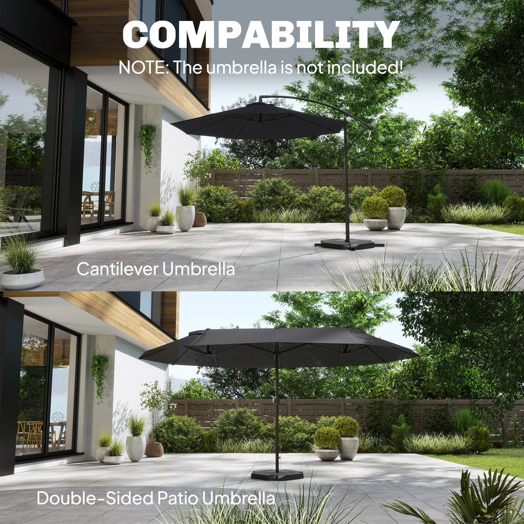 4PCs Cantilever Umbrella Base Weights for Offset Banana Parasol, HDPE Water or Sand Filled Patio Umbrella Weights