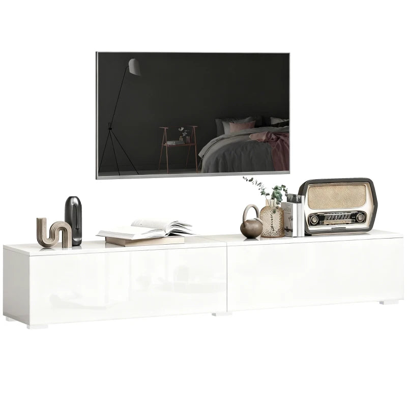 70.9 inch white floating TV cabinet with 2 flip doors