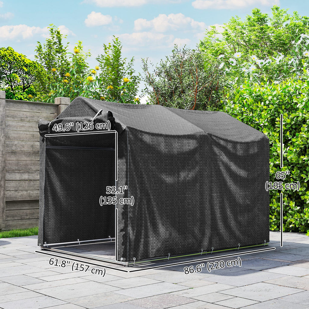 Outdoor Storage Shed, UV Resistant Bike Tent with Roll-up Zipper Door, Portable Shed for Bike, Motorcycle, Black