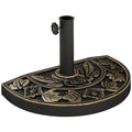 20 lbs Resin Half Round Patio Umbrella Base 20" Outdoor Decorative Parasol Stand Holder For Î¦1.5", Î¦1.9" Pole, Bronze