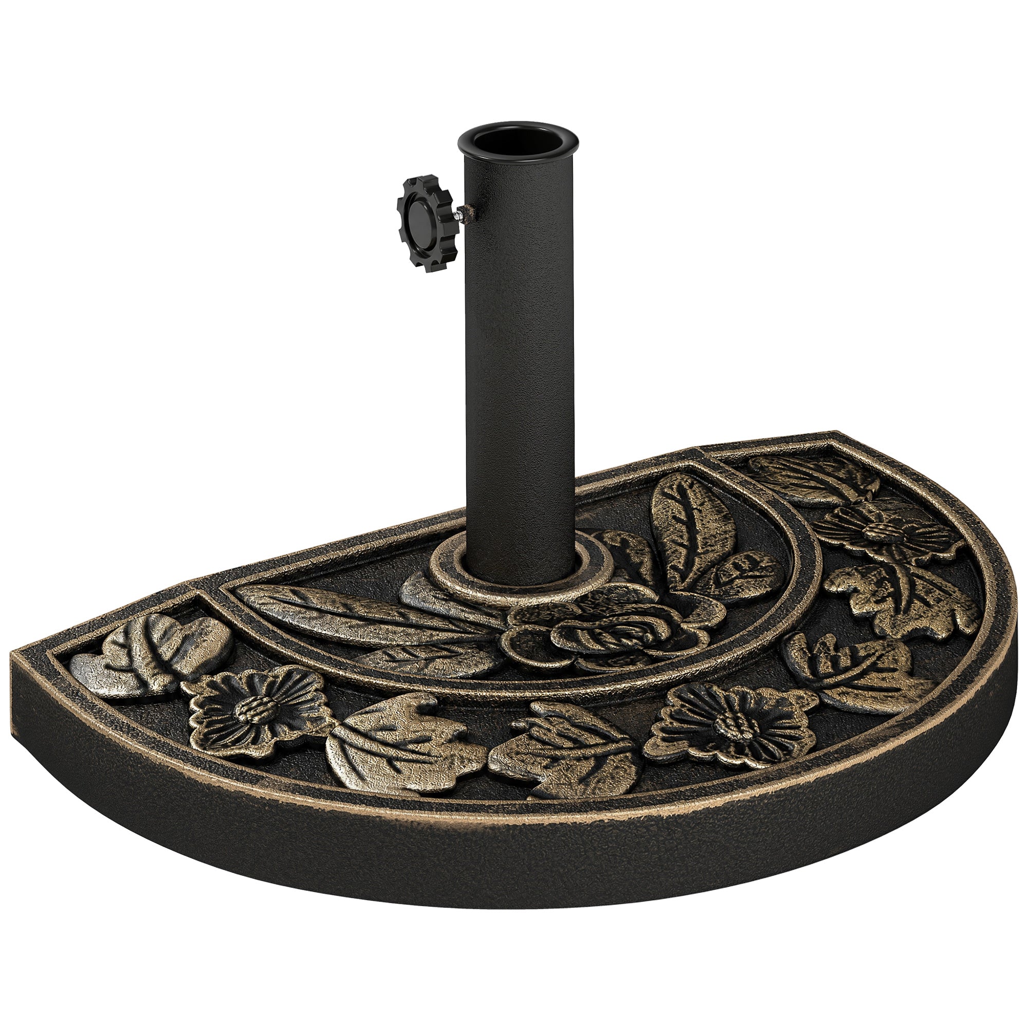 20 lbs Resin Half Round Patio Umbrella Base 20" Outdoor Decorative Parasol Stand Holder For Î¦1.5", Î¦1.9" Pole, Bronze