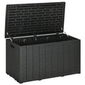 81 Gallon Garden Storage Box, Waterproof  Double Wall Storage Container with Wheels and Handles, Black