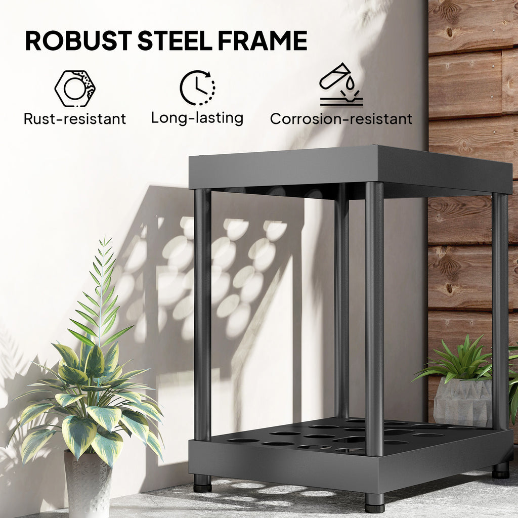 Garden Tool Storage Rack, Up to 16 Tools, Heavy-Duty Metal Yard Tool Organizer for Garage Organization and Storage
