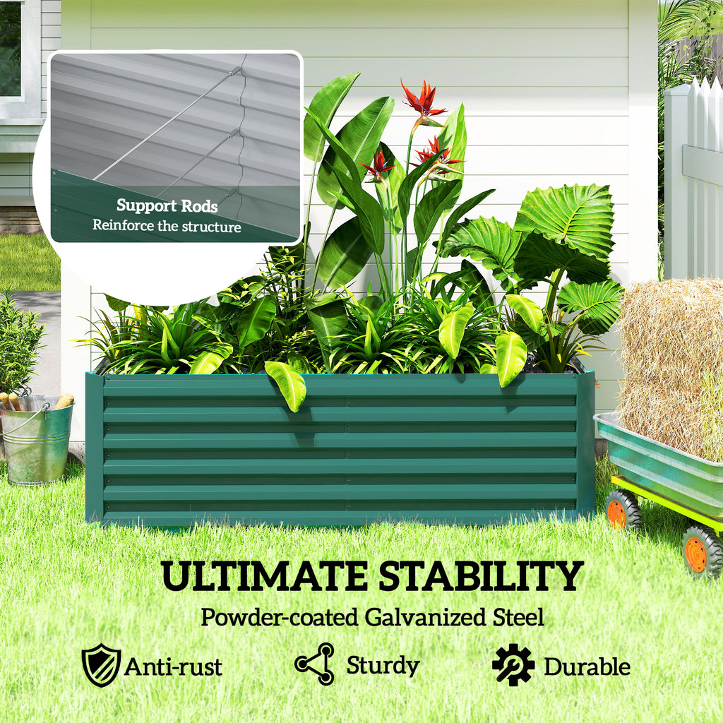 6' x 3' x 2' Raised Garden Bed, Galvanized Planter Box for Growing Flowers, Herbs and Vegetables, Dark Green