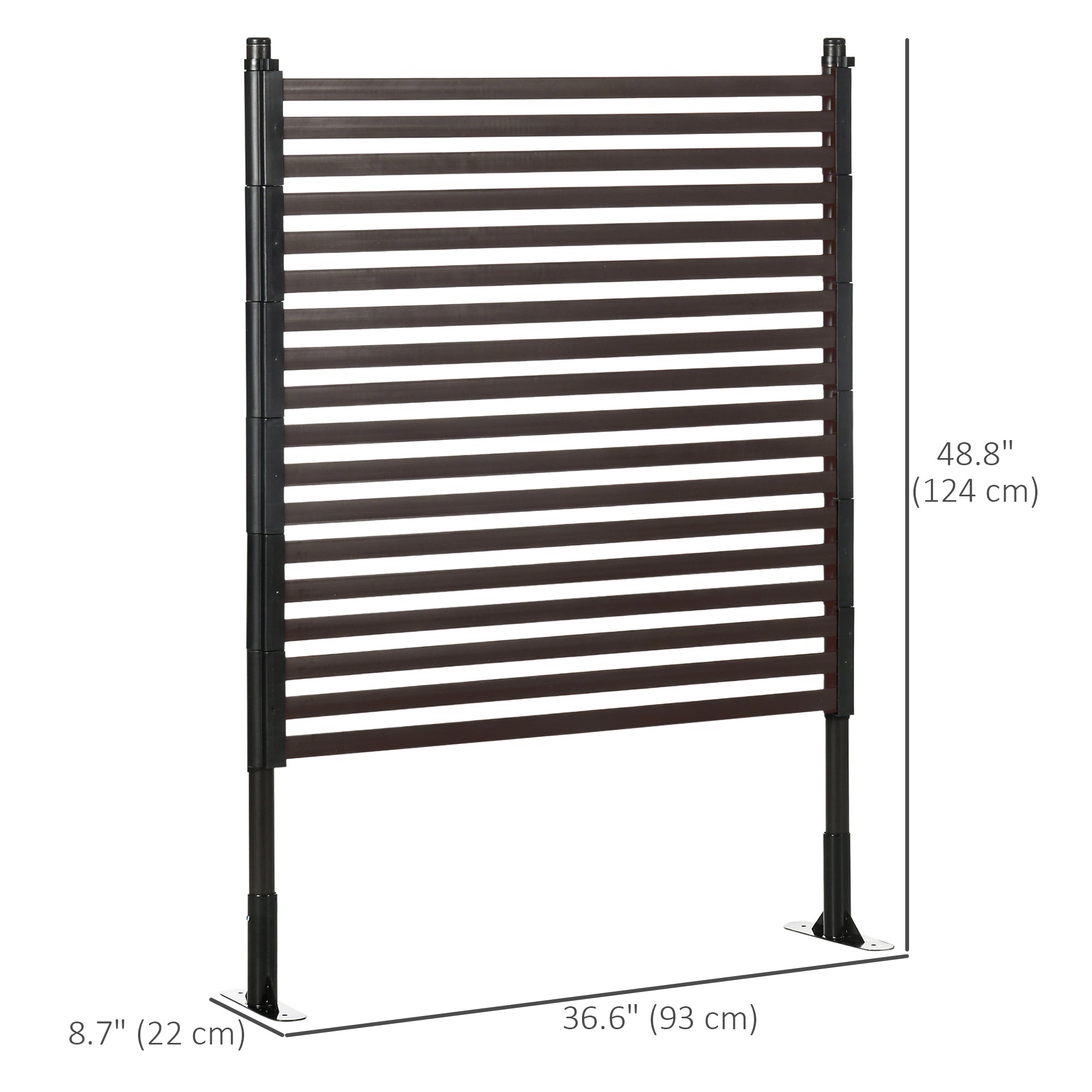 4 FT Outdoor Privacy Screen with 2 Standing Ways for Hard & Soft Ground, Decorative Outdoor Divider, Metal Animal Barrier for Garden, Backyard, Deck, Brown