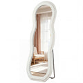64" x 24" Full Length Mirror, Floor Mirror Hanging or Wall Mount, with Arched Wavy Velvet Frame for Bedroom