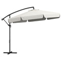 11 FT Cantilever Patio Umbrella Offset Parasol with Cross Base and 8 Ribs for Garden, Cream White