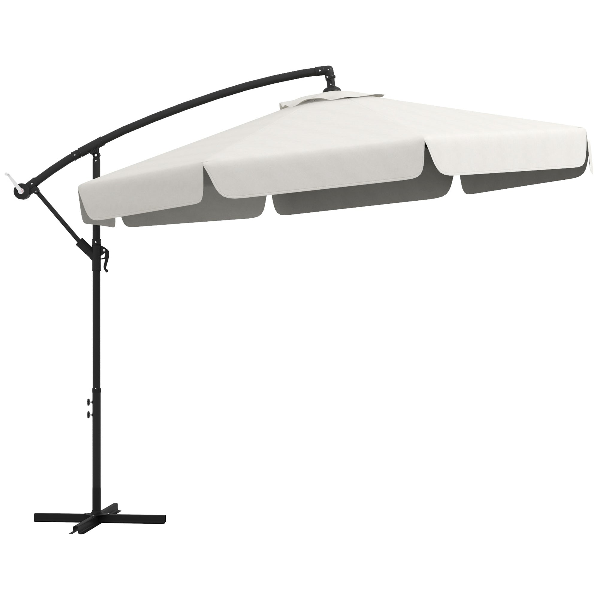 11 FT Cantilever Patio Umbrella Offset Parasol with Cross Base and 8 Ribs for Garden, Cream White