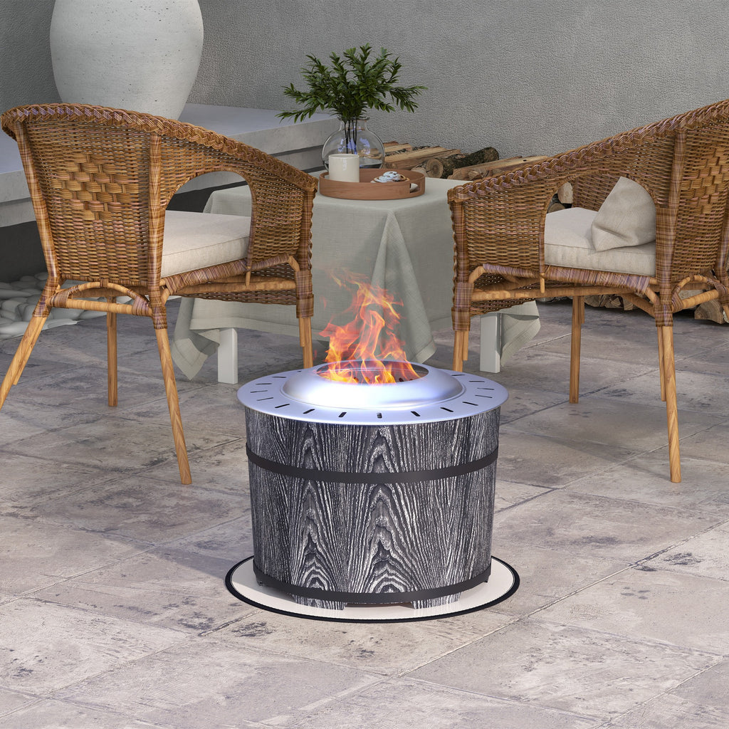 Smokeless Fire Pit, Portable Camping Bonfire Stove with Mat for Backyard Patio Picnic, Magnesium Oxide, Black