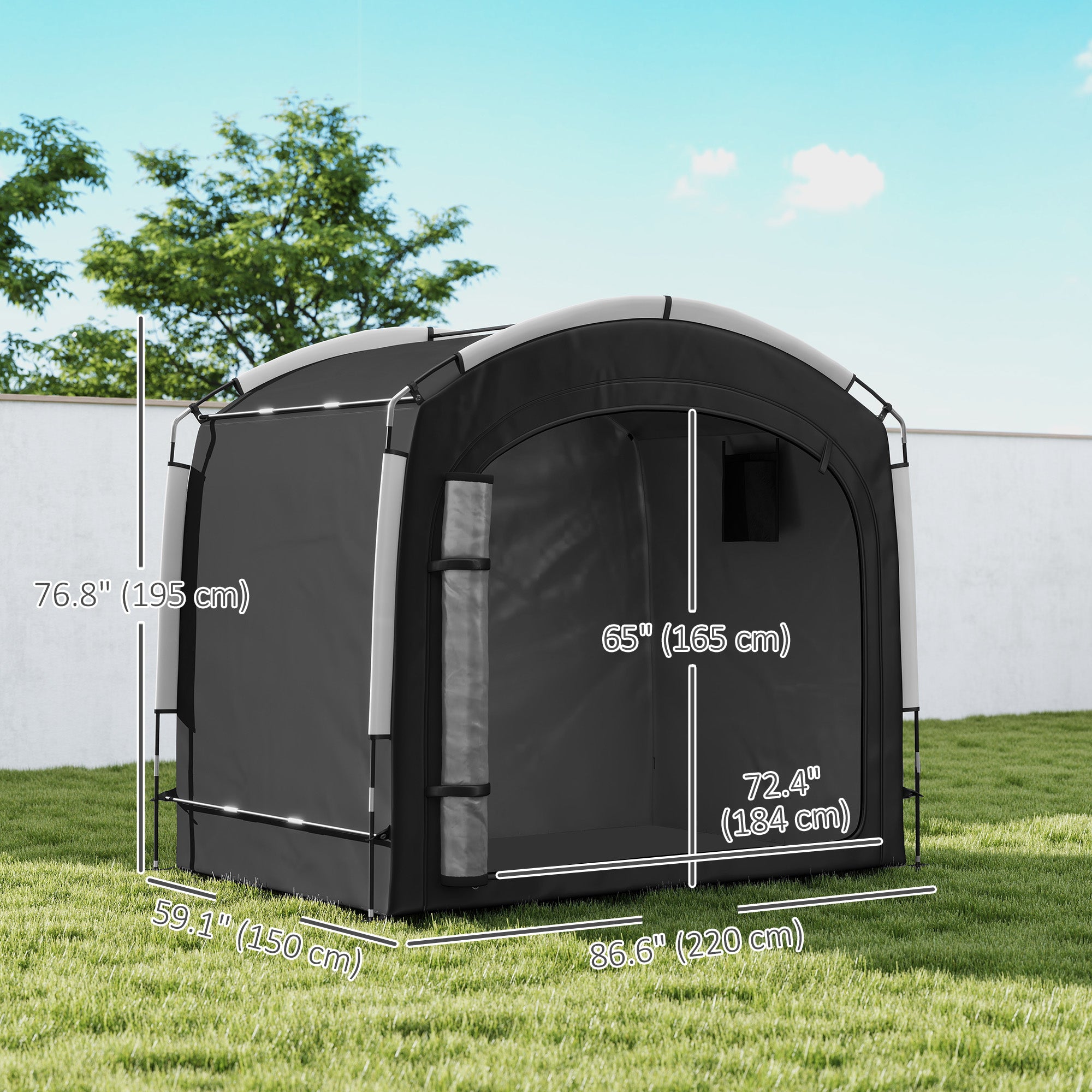 Bike Storage Shed Tent, Portable and Waterproof with 210D Oxford Fabric and Carry Bag for 3-4 Bicycles, Black