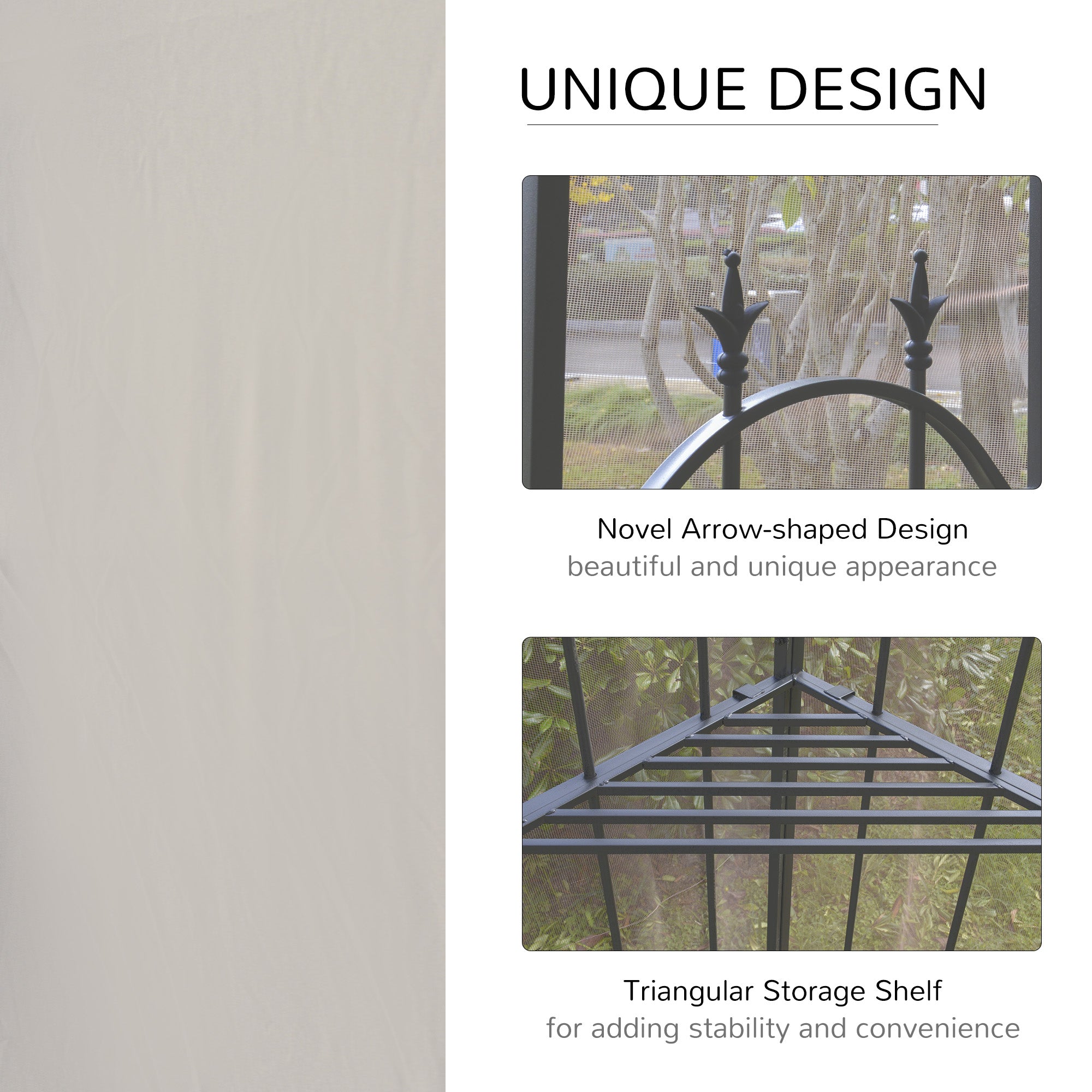10' x 10' Steel Outdoor Patio Gazebo Canopy with Removable Mesh Curtains, Display Shelves, & Steel Frame, Brown