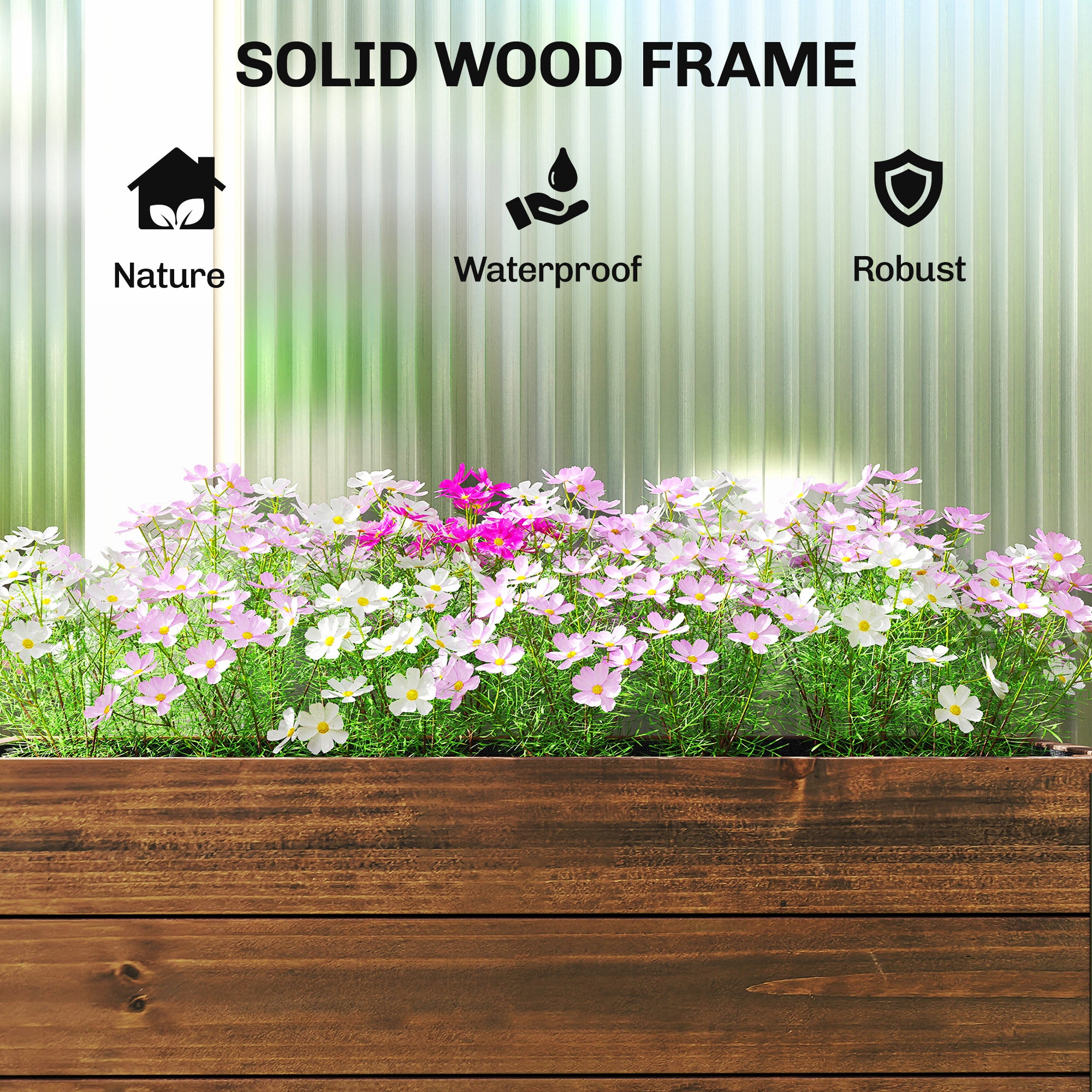 Raised Garden Bed with Wheels & Drainage Holes, Outdoor Planter Box with Liner for Patio Balcony