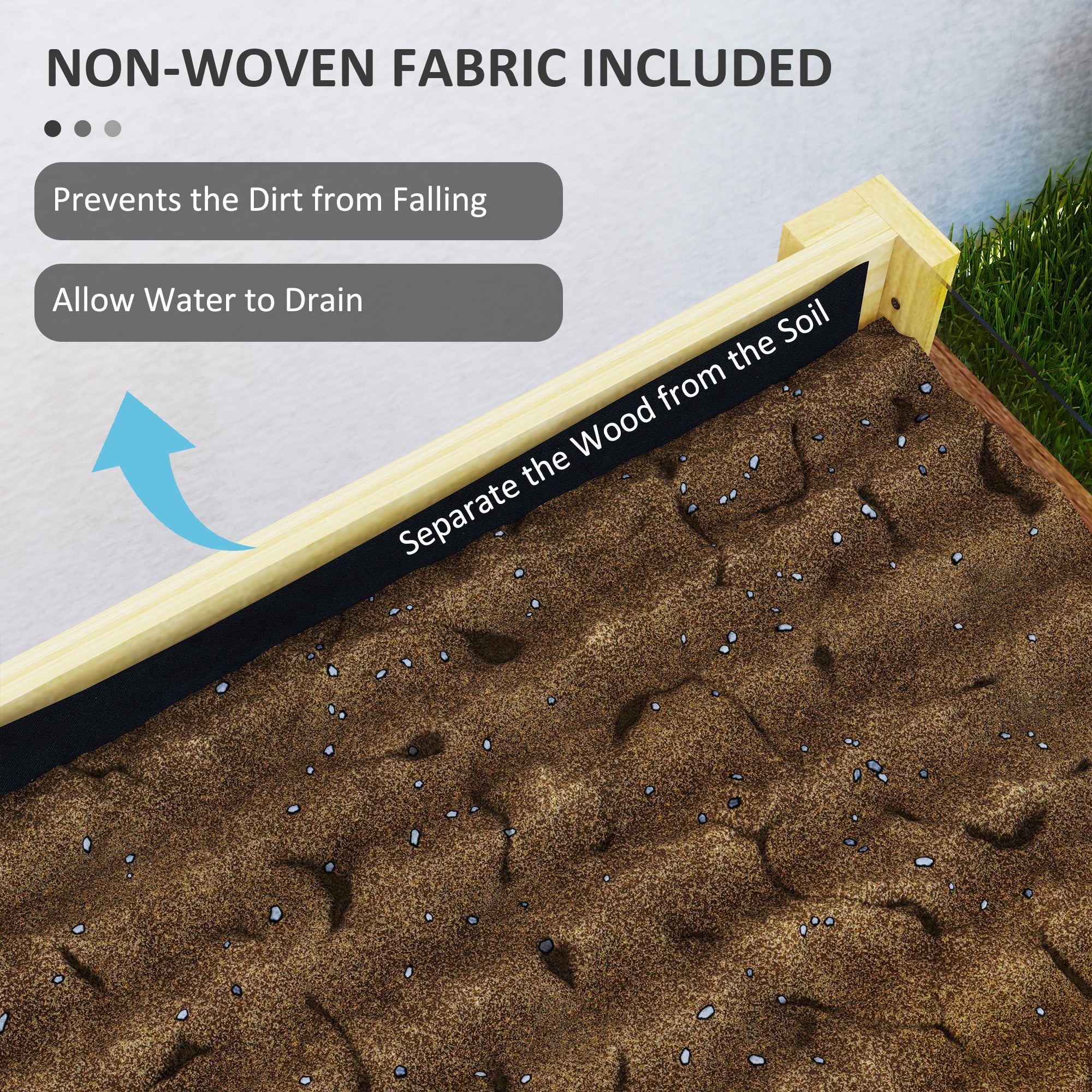 Wooden Raised Garden Bed with Acrylic Panels, Raised Planter Box with Drainage Holes, 29.5" x 18.1" x 23.8"