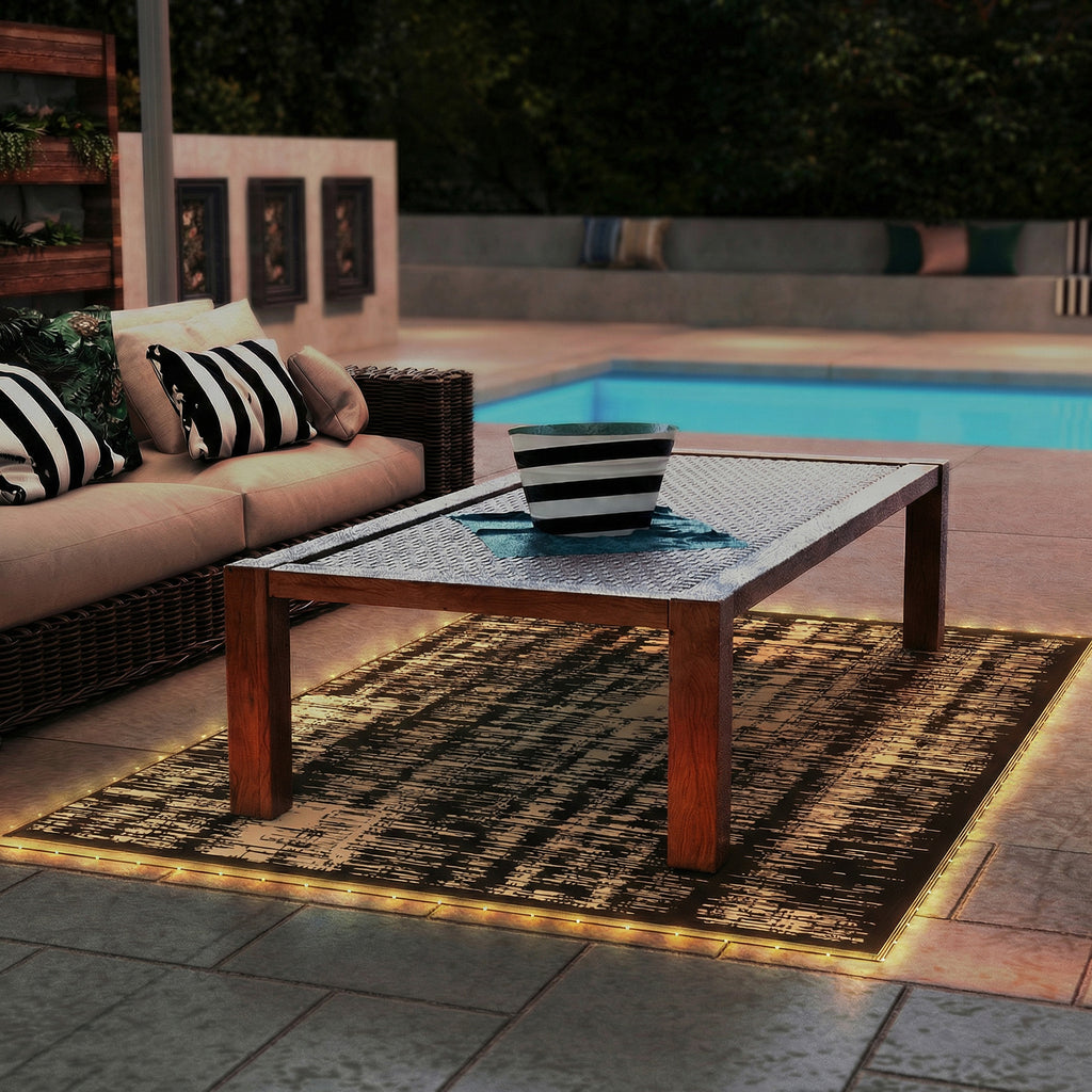 Outdoor Rug Carpet Waterproof Camping with LED Lights, Carry Bag & Stakes, 12' x 9'