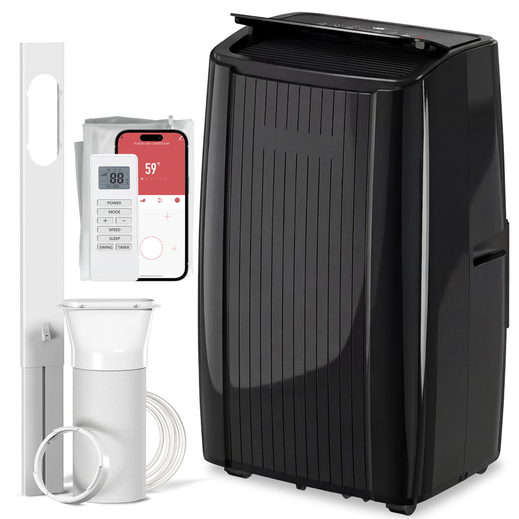 14000 BTU 5-in-1 Portable Air Conditioner with Cool, Heat, Dehumidifier, Fan, Sleep, WiFi Voice Control, Black