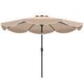 9' x 9' Round Market Umbrella with Valance, Patio Umbrella with Tilt and Crank, for Garden, Deck, Poolside, Khaki