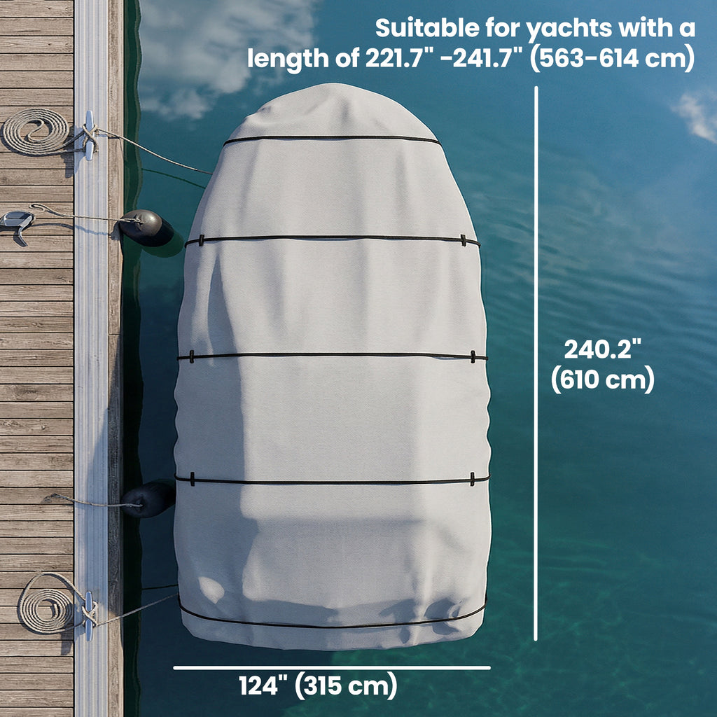 19-20 Ft Trailer Boat Cover, 3000mm Waterproof Universal Boat Cover with Quick-Fasten Buckles, Light Grey