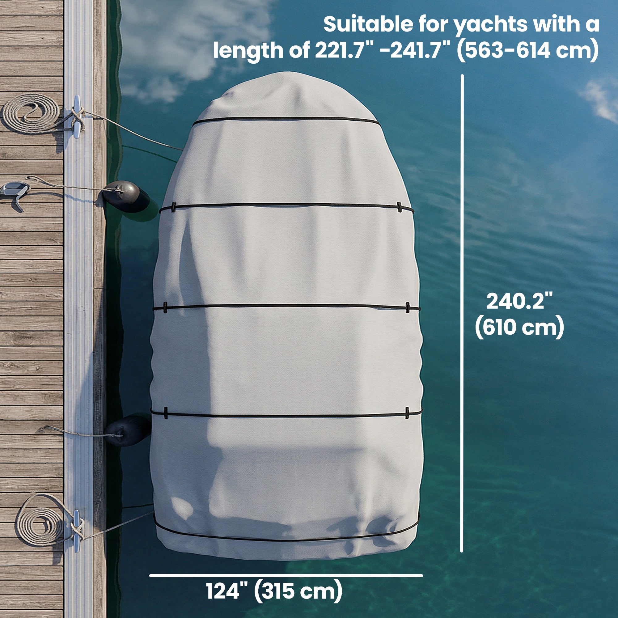 19-20 Ft Trailer Boat Cover, 3000mm Waterproof Universal Boat Cover with Quick-Fasten Buckles, Light Grey