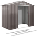 7 x 4 x 6 ft Metal Outdoor Storage Shed, Heavy-Duty Garden Tool House with Foundation Kit and Double Doors, Ideal for Patio and Backyard Storage, Light Brown