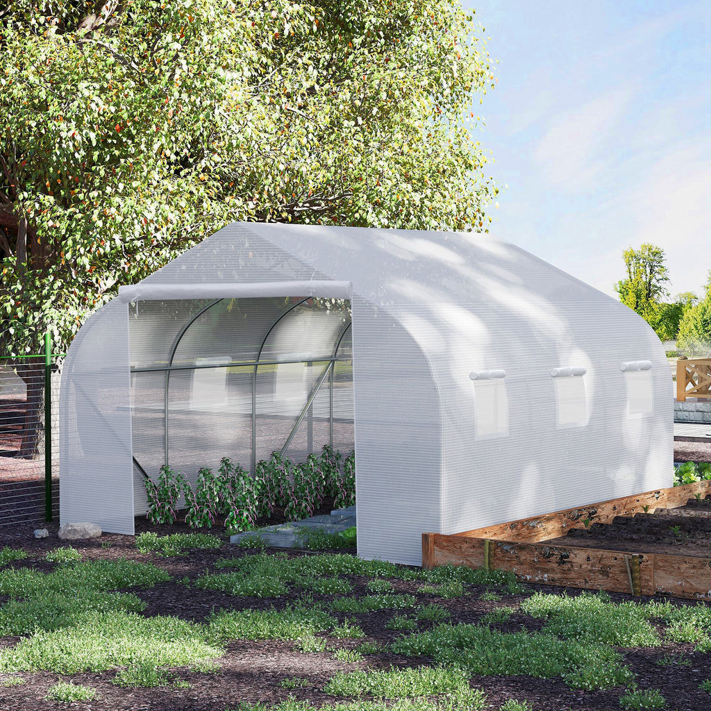 11.5'x9.8'x6.6' Portable Walk-In Tunnel Greenhouse Garden Warm House - White